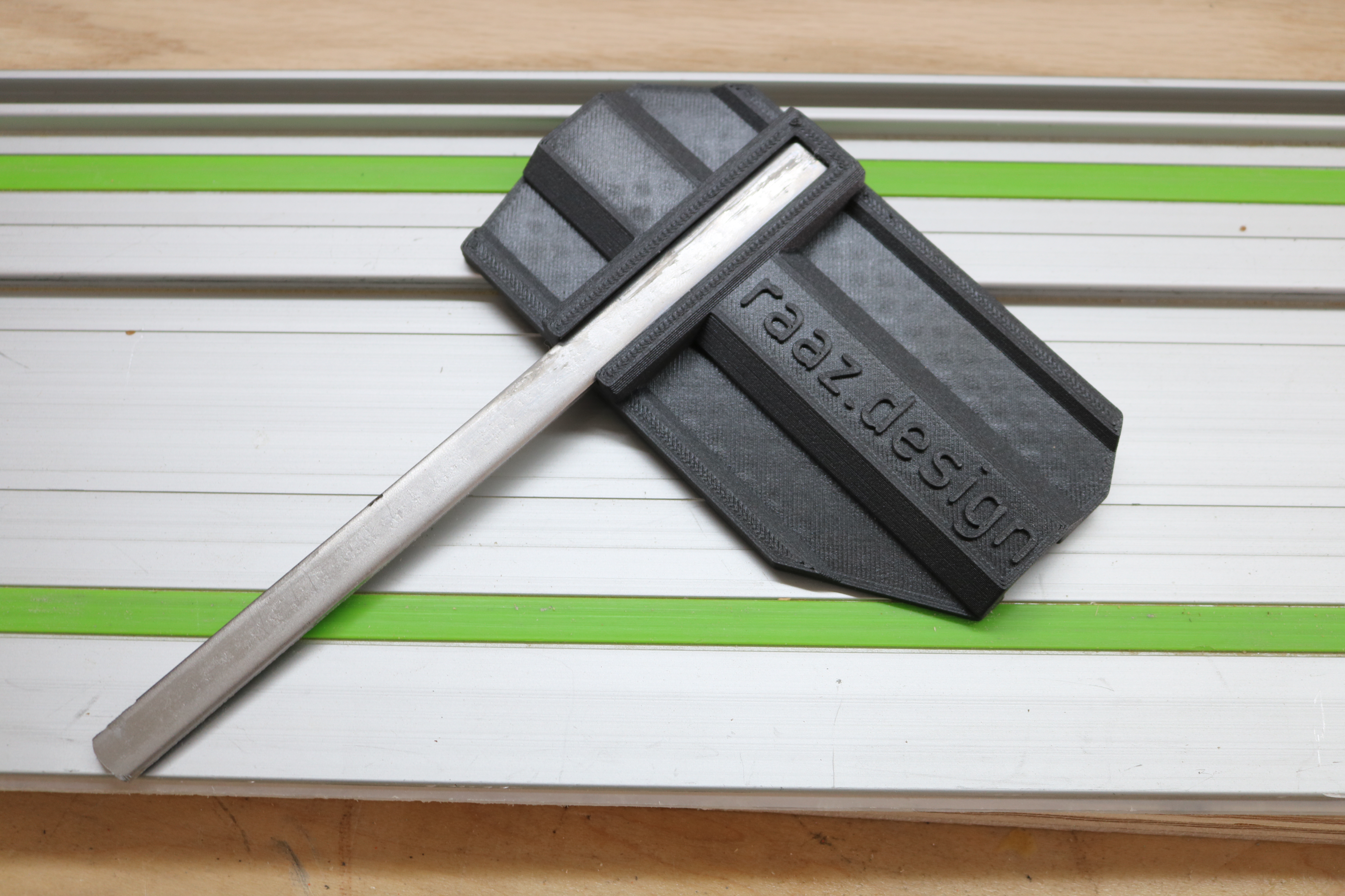 Overhead view of track saw guide